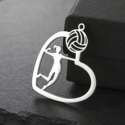 Volleyball Подвески из нержавеющей стали, не тускнеющие, волейбол, 31x29 мм