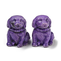 Сине-фиолетовый Окрашенная натуральная фигурка собаки из императорской яшмы, статуя для гостиной, стола, украшения дома, синий фиолетовый, 29~30.5x30.5~31x35.5~36 мм