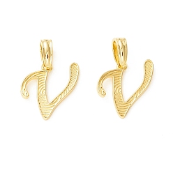 Letter V Подвески с буквами из экологически чистой латуни, настоящее золото 18 k с долговечным покрытием, без кадмия и без свинца, letter.v, 17.5x14.5x1.5 мм, отверстие : 6.5x3.3 мм