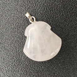 Розовый Кварц Природного розового кварца подвески, оболочки прелести, с защелкой из платинового сплава на дужке, 20x6 мм