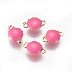 Ярко-Розовый Ионное покрытие (ip) 304 эмалированные соединители из нержавеющей стали, эмалированные блестки, плоско-круглые, золотые, ярко-розовый, 12x8x4 мм, отверстие : 1.4 мм