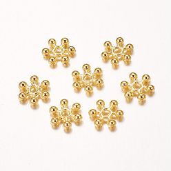 Golden Zinc Alloy Beads Spacers, with One Hole, Snowflake, Nickel Free, Golden, 8.5x2.5mm, Hole: 1.5mm