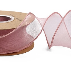 Индийский Красный Полиэстер органза лента, для упаковки подарков, изготовление галстука-бабочки, плоский, Индийская красная, 1-5/8 дюйм (40 мм), около 9.84 ярдов (9 м) / рулон