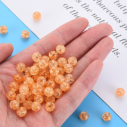 Sandy Brown Transparent Crackle Acrylic Beads, Round, Sandy Brown, 8x7mm, Hole: 1.8~2mm, about 1745pcs/500g