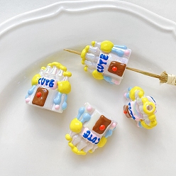 Замок Непрозрачные акриловые бусины, красочный, замок, 28x26 мм