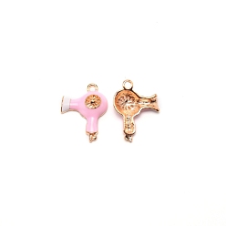 Pink Zinc Alloy Enamel Penadnt, Hair Dryer, Pink, 25.5x19x5.5mm, Hole: 2.5mm