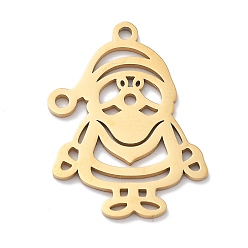 Santa Claus Новогодняя тема 304 подвески из нержавеющей стали, лазерная резка, реальный 18 k позолоченный, Дед Мороз, 23.5x17x1 мм, отверстие : 1.5 мм