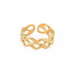 Настоящее золото 18K Ионное покрытие (ip) 304 ромбовидная полая открытая манжета из нержавеющей стали для женщин, без никеля , реальный 18 k позолоченный, размер США 6 3/4 (17.1 мм)