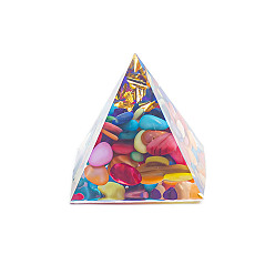 Разноцветный Украшение дисплея пирамиды из смолы, с чипсами внутри статуй для украшения рабочего стола домашнего офиса, красочный, 30 мм
