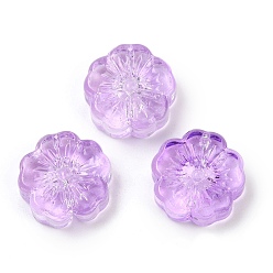 Средняя Орхидея Прозрачные стеклянные бусины, цветы, спекающийся лак, средне орхидеи, 14x14.5x5.5~6 мм, отверстие : 1.2 мм