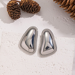 Платина 304 серьги-гвоздики из нержавеющей стали, платина, 37x23.6 мм