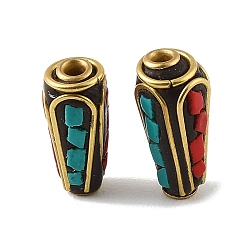 Cone Handmade Polymer Clay Indonesia Beads, with Resin & Unplated Brass, Colorful, Cone, 17.5x7.5x7.5mm, Hole: 2mm