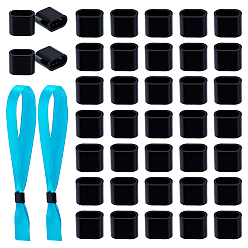 Rectangle 20шт. пластиковые браслеты с зазубренными пряжками, чёрные, прямоугольные, 11x13x7 мм