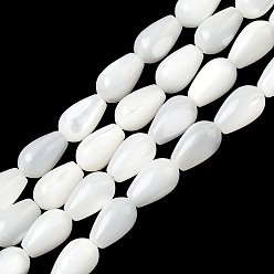 Seashell Color Natural White Shell Beads Strands, Teardrop, Seashell Color, 8x5mm, Hole: 0.8mm, about 56pcs/strand, 15.35''(39cm)