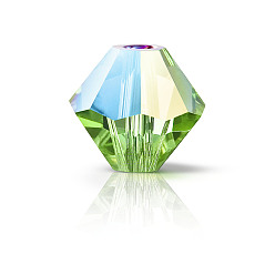 50520 201 Peridot Glitter Хрустальные бусины preciosa®, чешский хрусталь, биконус(451 69 302 рондель), 50520 201 блестки перидота, 5 мм, отверстие : 1 мм