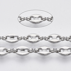 Нержавеющая Сталь Устойчивы к потускнению 304 цепи из нержавеющей стали для кофейных зерен, с катушкой, несварные, цвет нержавеющей стали, ссылка 1: 7.5x5x1.5 мм, ссылка 2: 6x3x1 мм, около 32.8 футов (10 м) / рулон