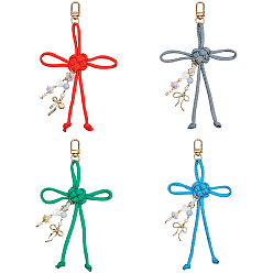 (52) Непрозрачная лаванда 4 шт. шнуров из полиэстера и спандекса, а также подвесных украшений из акрила и сплава, с поворотными застежками сплава, разноцветные, 168 мм