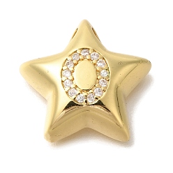 Letter O Стойка металлическая латунная микропрофилированная кубическая циркония подвески, долговечный, без кадмия и без свинца, буквы, реальный 18 k позолоченный, Письмо O, 15.5x16.5x5.5 мм, отверстие : 3 мм