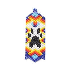 Colorful Handmade MIYUKI Japanese Seed Loom Pattern Seed Beads, Flag with Ghost Pendants for Halloween, Colorful, 56x20x1.7mm, Hole: 1.2mm