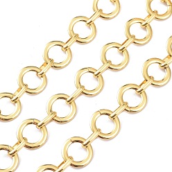 Real 18K Gold Plated Brass Rolo Chains, with Spool, Unwelded, Real 18K Gold Plated, 12x7x2.5mm and 15x1.5mm