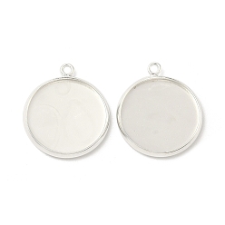 Посеребрённый Плоские круглые настройки кабошон латунь подвесные, стеллажное покрытие круглые пустые поддоны с окантовкой, долговечный, без свинца и без кадмия, 925 серебро покрытием, лоток : 16 мм, 12x18x2 мм, отверстие : 1.5 мм