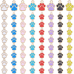 (52) Непрозрачная лаванда 120 шт 8 цвета сплава эмаль подвески, лапы печатать прелести, золотые, разноцветные, 14.5x11.5x2 мм, отверстие : 1.8 мм, 15 шт / цвет