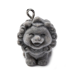 Лео Подвески из смолы в виде животных, с железной платиной петлей, Лев, 21.5x16x18 мм, отверстие : 2 мм
