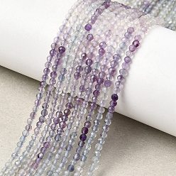 Флюорит Натуральные фиолетовые бусины из флюорита, граненые, круглые, 2 мм, отверстие : 0.5 мм, около 170 шт / нитка, 15.35'' (39 см)