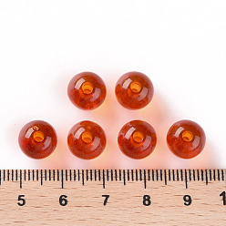 Dark Orange Transparent Acrylic Beads, Round, Dark Orange, 10x9mm, Hole: 2mm, about 940pcs/500g