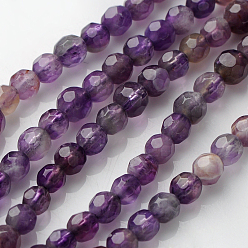Amethyst Gemstone Strands, Faceted(64 Facets) Round, Amethyst, Bead: about 4mm in diameter, hole: 0.8mm, 15 inch, 93pcs/strand
