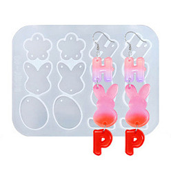 Белый Силиконовые формы для изготовления пасхальных подвесок своими руками, формы для литья смолы, для уф-смолы, изготовление изделий из эпоксидной смолы, кролик, белые, 82x110x4 мм, внутренний диаметр: 13.5~31.5x16~19.5 мм