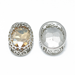 Свет Колорадо Топаз Шить на горный хрусталь, многожильных ссылки, стекло горный хрусталь, с латунной фурнитурой платинового цвета, аксессуары для одежды, овальные, свет Колорадо Топаз, 16.5x12x6 мм
