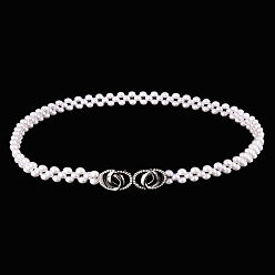 Ring Эластичные цепочные ремни из сплава и акрила с бусинами-имитаторами, белые, золотые, кольцо, 600~800 мм