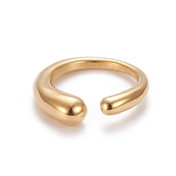 Golden Ion Plating(IP) 304 Stainless Steel Cuff Rings, Open Rings, Golden, US Size 6~9(16.5~18.9mm)