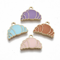 (52) Непрозрачная лаванда Экологически чистые подвески из цинкового сплава, с эмалью, без кадмия, без никеля и без свинца, круассан, золотой свет, разноцветные, 12x17x2 мм, отверстие : 1.8 мм