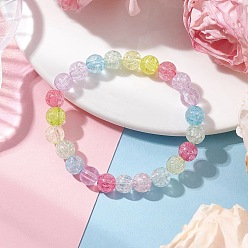 Разноцветный Детские круглые акриловые бусины эластичные браслеты, красочный, внутренний диаметр: 1-3/4~2 дюйм (4.5~5 см), 1 шт / стиль