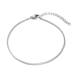 Stainless Steel Color Non-Tarnish 316 Surgical Stainless Steel Box Chain Bracelets, Stainless Steel Color, 7.48 inch(190mm) 