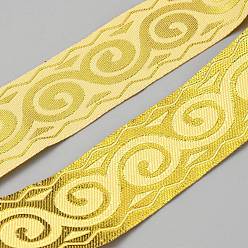 Cloud Ethnic Style Polyester Jacquard Flower Ribbon, Tyrolean Ribbon, Garment Accessories, Cloud, 1-1/4 inch(33mm)