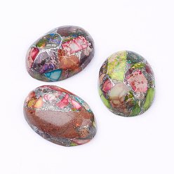 Разноцветный Синтетический регалит / имперская яшма / морские отложения яшма кабошоны, окрашенные, овальные, красочный, 24.5~25x18x7~8 мм