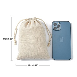 Wheat Cotton Packing Pouches Drawstring Bags, Gift Sachet Bags, Muslin Bag Reusable Tea Bag, Wheat, 17x12cm