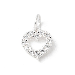 Серебро S925 кулон из стерлингового серебра, с кубического циркония, серебряные, 9.5x8x1.8 мм