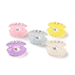 (52) Непрозрачная лаванда Украшение из прозрачной ракушки из смолы с бусинами из искусственного жемчуга в стиле барокко, AB цвет, украшение стола, разноцветные, 19~20x22~22.5x17 мм