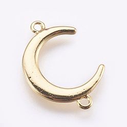 Золотой Соединители латунные звенья, без свинца и без кадмия, луна, золотые, 19x13x1 мм, отверстие : 1.2 мм