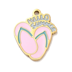 Pink 304 нержавеющей стальной эмали подвески, шлепанцы/туфли с подвесками в виде слов, розовые, 16x13x1.5 мм, отверстие : 1.4 мм
