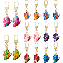 (52) Непрозрачная лаванда 16 шт. 8 цвета сплава застежки-молнии язычки, подвески из эмали из белого сплава, бабочка, разноцветные, 49 мм, 2 шт / цвет