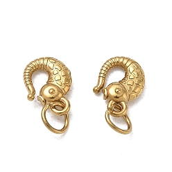 Real 18K Gold Plated SHEGRACE Fish 304 Stainless Steel S-Hook Clasps, with Jump Ring, Ion Plating(IP), Long-Lasting Plated, Real 18K Gold Plated, 9x16x1.5mm, Hole: 3mm