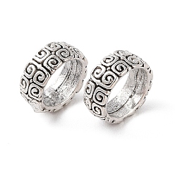 Античное Серебро Сплавочные овальные бусины тибетского стиля , без кадмия и без свинца, плоско-круглые, большое отверстие шарик, античное серебро, 12x4.8 мм, отверстие : 8.5 мм, Около 729 шт / 1000 г