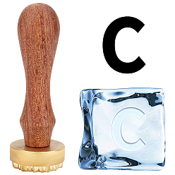 Letter C 1головка штампа из латуни золотистого тона, с прямоугольными бархатными мешочками 1pc и ручкой из грушевого дерева 1pc, для сургучной печати, буква С, латунная головка штампа: 30x12 мм