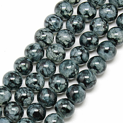 Темно-серый Выпечки окрашенные нити шарик хруст стекла, круглые, темно-серый, 6 мм, отверстие : 1.3~1.6 мм, около 133 шт / нитка, 31.4 дюйм