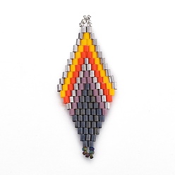 Шифер Серый Японский бисер miyuki & toho ручной работы ссылки, Ткацкий станок, ромб, шифер серый, 43~45x17.6~18.1x1.7~2 мм, отверстие : 1.2~1.5 мм